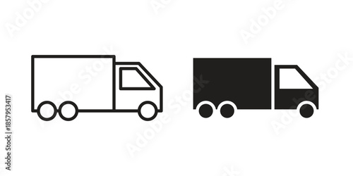 Truck icons. Outline and filled icons. Vector Graphic. EPS 10