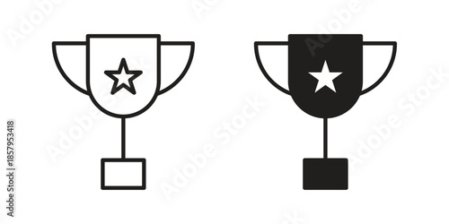 Trophy icons. Outline and filled icons. Vector Graphic. EPS 10