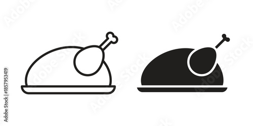 Turkey icons. Outline and filled icons. Vector Graphic. EPS 10