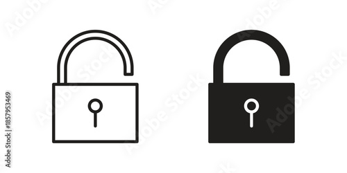 Unlock icons. Outline and filled icons. Vector Graphic. EPS 10