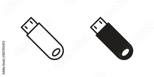 USB pendrive icons. Outline and filled icons. Vector Graphic. EPS 10