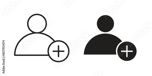 User add icons. Outline and filled icons. Vector Graphic. EPS 10