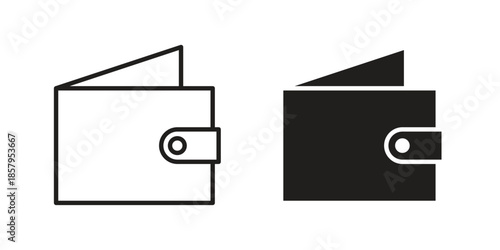 Wallet icons. Outline and filled icons. Vector Graphic. EPS 10