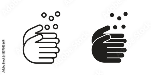 Wash your hands icons. Outline and filled icons. Vector Graphic. EPS 10