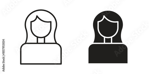 Woman icons. Outline and filled icons. Vector Graphic. EPS 10