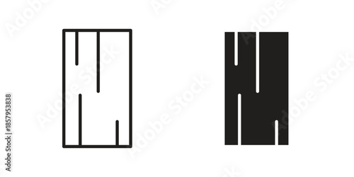 Wood board icons. Outline and filled icons. Vector Graphic. EPS 10