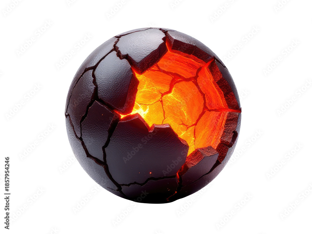 Naklejka premium A close-up shot of a ball with flames engulfing the interior, ideal for use in scenes where fire and heat are involved