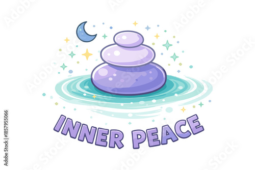 Inner peace illustration, calm meditation and emotional balance