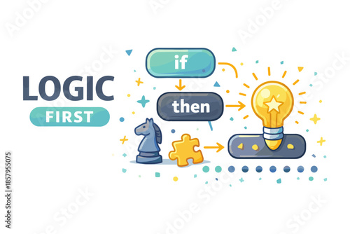 Logical thinking illustration, decision making with if then logic