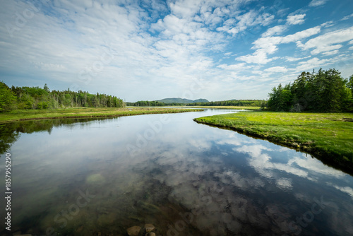 Φωτογραφία Clouds Reflect in Calm Waters of Union River