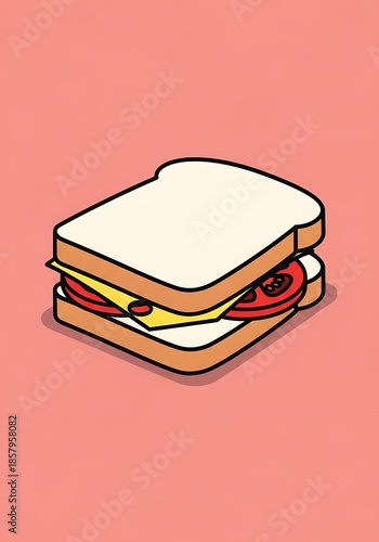 Stylized vegetarian sandwich composition on a pastel colored backdrop