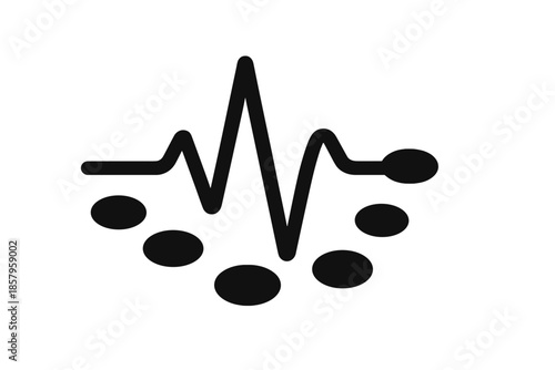 Heartbeat Stone Pathway. Solid style icons of a heartbeat of stepping stones: rhythmic pulse path, glowing stone beats, heartbeat