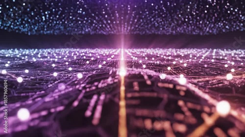 Futuristic Network Visualization with Neon Lights.