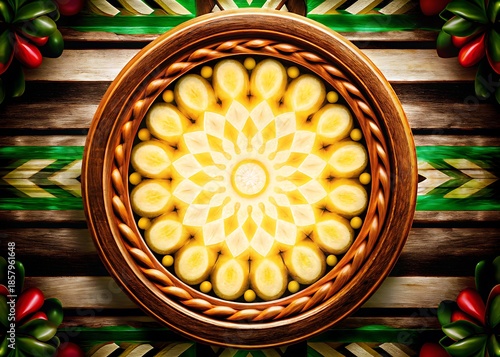 Mexican Sweet Corn Dessert Served On Traditional Wooden Plate