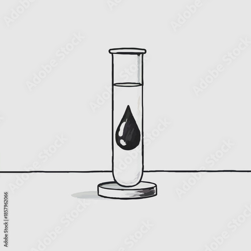 Liquid in Test Tube with Droplet for Scientific Analysis

