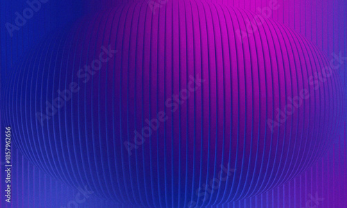 Abstract 3D Blue and Purple Ellipsoid Shape with Vertical Ribbed Texture and Grainy Finish
