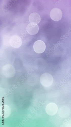 Abstract Bokeh Lights in Soft Purple and Green Hues with Gentle Motion and Diffuse Glow