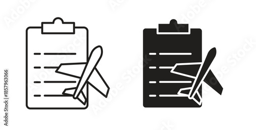 Itinerary icons. EPS 10. Graphic icon vector designs