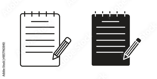 Notepad icons. EPS 10. Graphic icon vector designs
