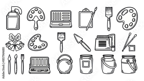 Art supplies illustration collection for creative design projects