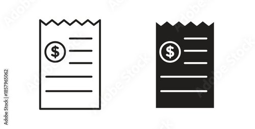 Receipt icons. EPS 10. Graphic icon vector designs