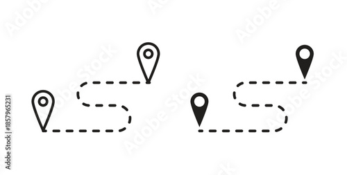 Route icons. EPS 10. Graphic icon vector designs