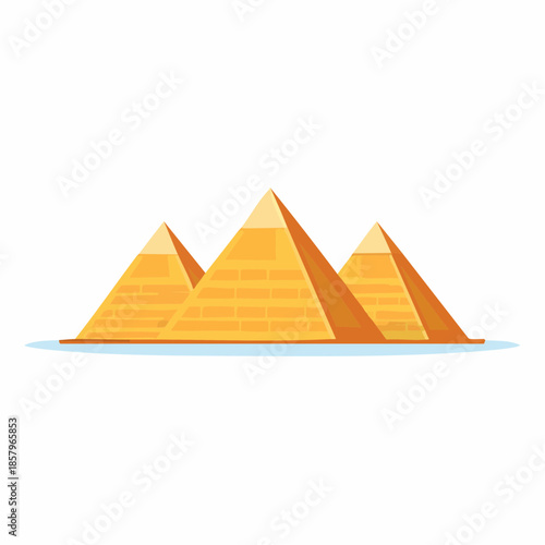 Three Egyptian Pyramids Illustration on a Light Blue Base.