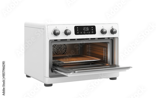 Modern digital toaster oven with compact countertop design ideal for efficient cooking and meal preparation isolated on transparent background PNG