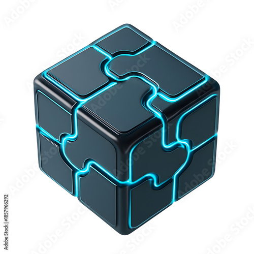 Futuristic Puzzle Cube 3D Icon
