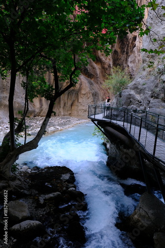 Scenic view of Saklıkent Gorge, one of the longest and deepest canyons in Fethiye, Turkey.