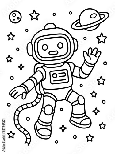 Astronaut in Space Illustration: An astronaut floats serenely amidst a constellation of stars, galaxies, and planets, embracing the wonder of space exploration.