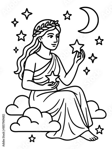 Celestial Muse: An artistic representation of a celestial muse, personifying the zodiac's beauty under the night sky, embodies the ethereal charm of the cosmos.