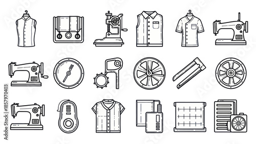 Collection of fashion and sewing related icons in vector format