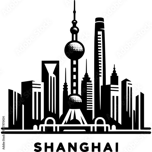 Shanghai Skyline Icon Vector