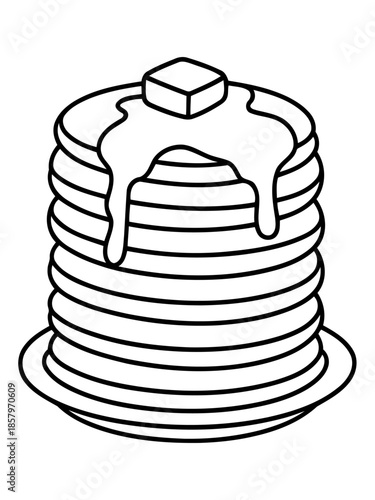 Stacked Pancake with Melted Butter: An isometric illustration showcasing a stack of fluffy pancakes, generously drizzled with melted butter and ready to be enjoyed.