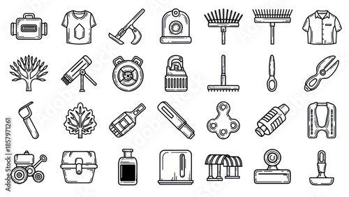 Collection of hand drawn illustrations various objects and symbols