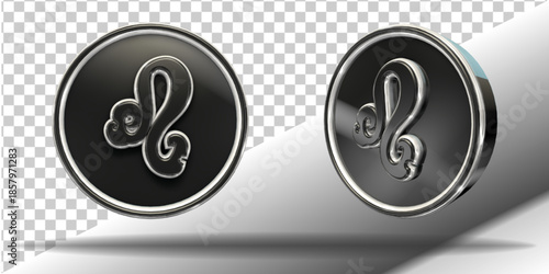 luxury chrome icon 3d render isolated leo