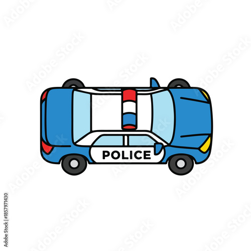Overturned police car crash cartoon vector.
