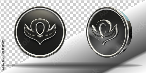 modern chrome icon 3d render isolated libra