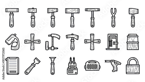 Collection of various hand tools vector illustrations isolated on white