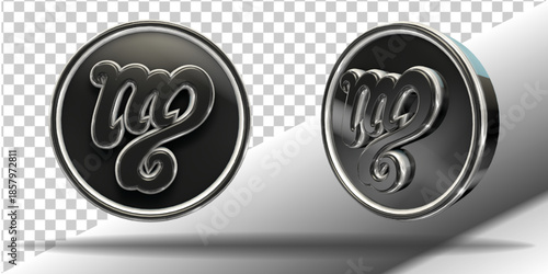 modern chrome icon 3d render isolated virgo