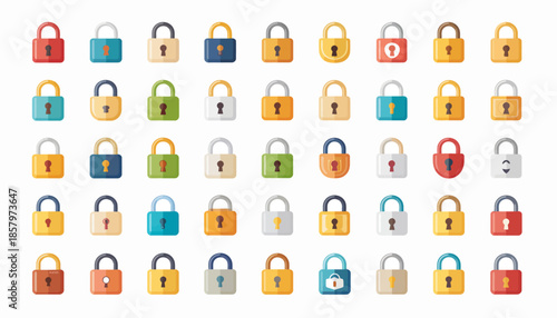 Collection of Various Colored Pads Locks.