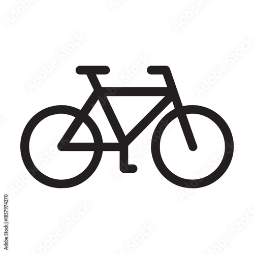 Minimalist Black Bicycle Silhouette Icon for Cycling Transportation and Outdoor Recreation Graphics - Professional Vector Stock Image