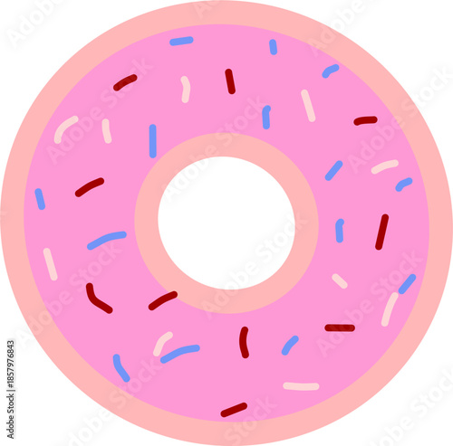 pink donut isolated on white background