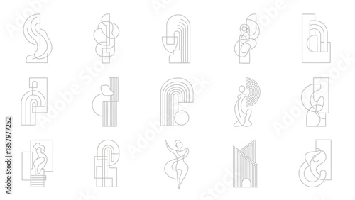 Abstract Minimalist Line Art Shapes Collection.
