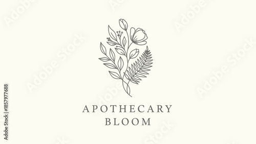 Elegant Botanical Line Art Logo for Apothecary Bloom Brand.