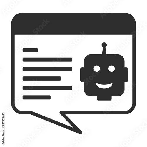 AI App Chat Bot Business Assistance Vector Icon Silhouette Illustration