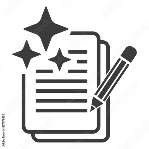 AI App Writing Prompt and Assistance Vector Icon Silhouette Illustration