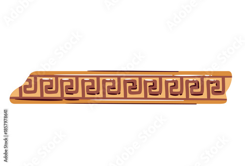 Greek meander ornament border with repeating geometric pattern, ancient architectural detail, simple cartoon shapes and clean outlines, travel Greece theme, classical decor element ector illustration