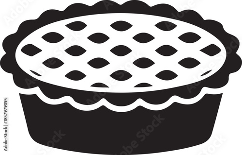 Black and white of a pie with fruit topping on a plate dessert food